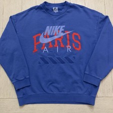 Nike Air Paris Fleece Crewneck Sweatshirt Blue Hq1103-480 Mens Size M Oversized