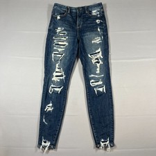 American Eagle Outfitters Curvy Hi Rise Jegging Jeans Womens 4 Blue Distressed