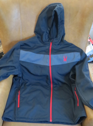SPYDER MEN'S BLACK SPFDM003-001 FULL ZIP HOODED SOFT SHELL JACKET SIZE XL NEW