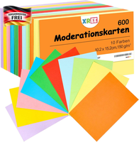 Moderationskarten Set 600 Blanko Bunt Doppelseitig FüR Schule BüRo PräSentation