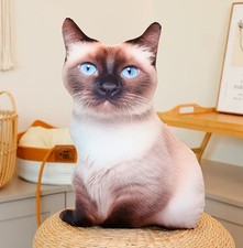 Siamese Cat 3D Pillow Plush Toy 18" Stuffed Animal Toddler Doll Gift for kids