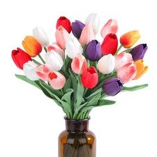 Fake Flowers Tulips Artificial Silk Flower 15pcs Real Touch 14 for Spring Eas...