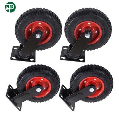 4 Pack 8 Inch Heavy Duty Caster Wheels (2 Swivel & 2 Fixed), Black For Trolly