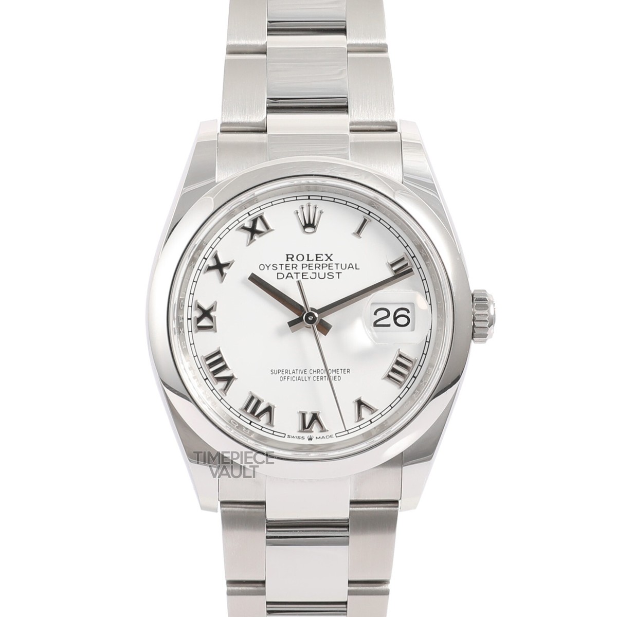 ROLEX MENS DATEJUST 116200 STEEL 36MM OYSTER WATCH WHITE ROMAN