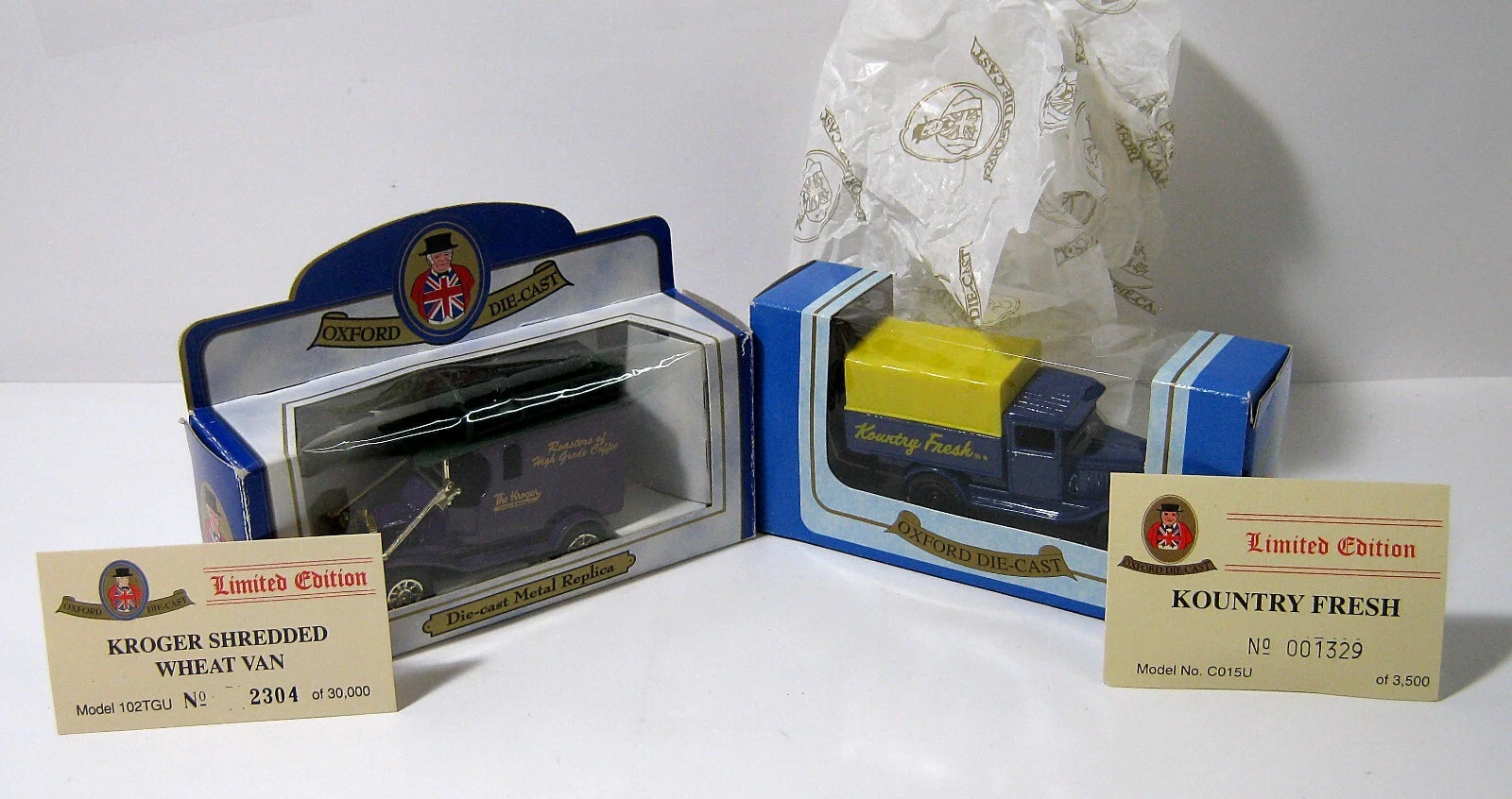 VANS Furgoni consegna grano fresco e tritato Oxford Diecast Kountry vintage anni 80