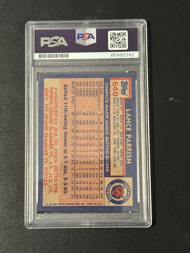 Lance Parrish Detroit Tigers 1984 Topps autograph signed baseball card PSA SLAB - Image 2 of 2