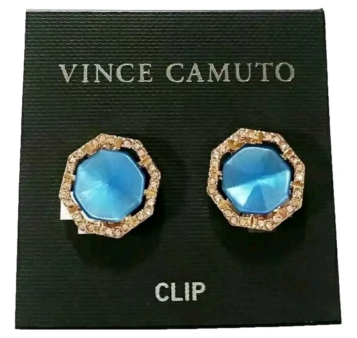 Pendientes Vince Camuto Catseye Pave Cristal Azul Multicolor Chapado en Oro Nuevos con Etiquetas Foto 4 de 4