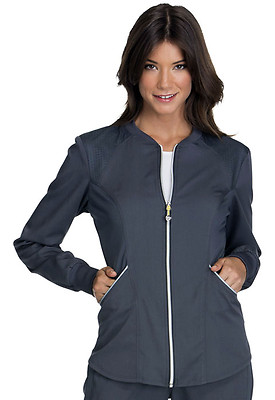 Pewter Cherokee Scrubs LUXE SPORT Zip Front Warm Up Jacket CK300 PEWV
