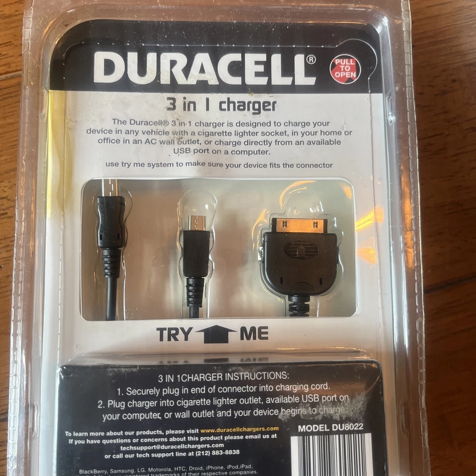 Duracell 3 In 1 Charger Use With iPod LG Samsung Motorola Kindle Nook Car & Home - Image 4 of 4