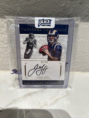 2016 National Treasures Jared Goff #/10 SSP ON CARD Auto RC Rookie Lions Rams