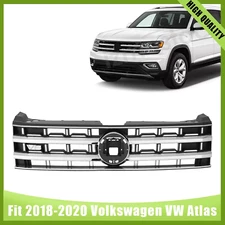 Chrome Front Bumper Upper Grille Grill For 2018 19 2020 Volkswagen VW Atlas W/V6