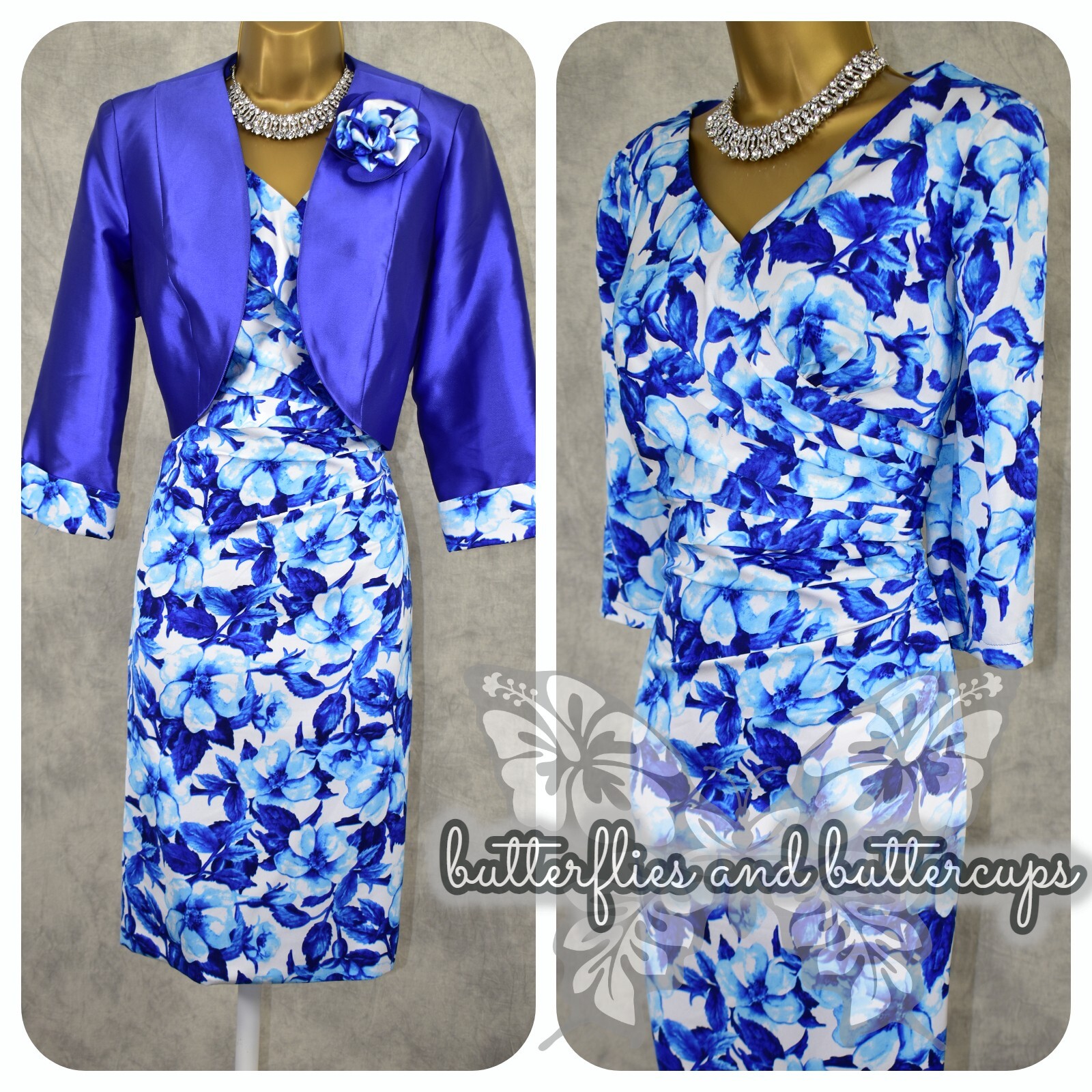 ZEILA Size 12 (42) Blue Dress and Jacket Suit Mother of the Bride