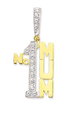 9CT GOLD NO1 MUM MUMMY MOTHER CZ CUBIC 