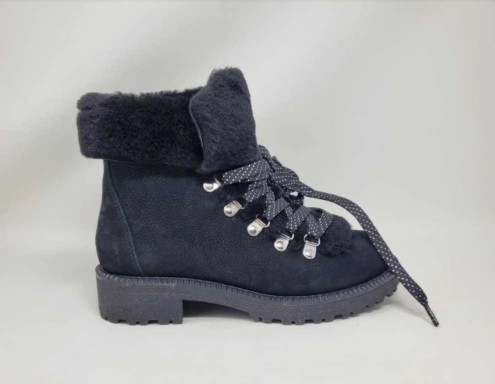Nordic genuine shearling cuff winter boot clearance