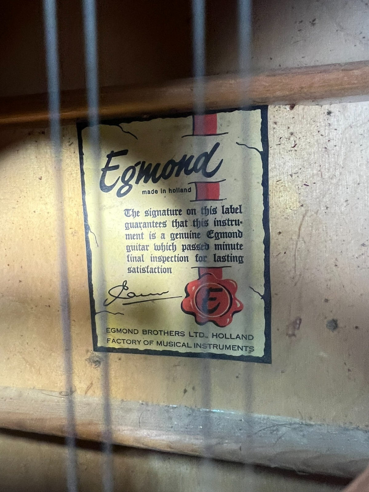 Egmond Brothers of Holland 12 String Accoustic Guitar with Cloth Case