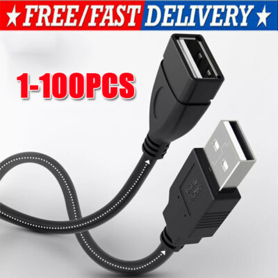 High-Speed USB-USB Extension Cable USB 2.0 Adapter Extender Cord Male/Female LOT