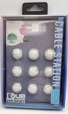 9 Pack of Cable Station Desk Cable Holders - QUB Works, White