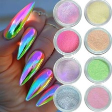 Aurora Chrome Nail Powder Colours Unicorn Rainbow Mirror Mermaid Shiny Nails