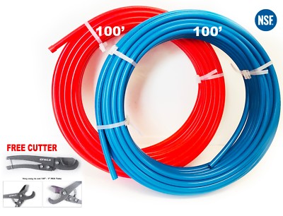 EFIELD 2 Rolls 1/2'' x100ft (200ft) PEX-B Pipe/Tubing Red &Blue With Pipe Cutter