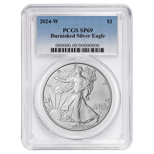 2024-W Burnished $1 American Silver Eagle PCGS SP69 Blue Label