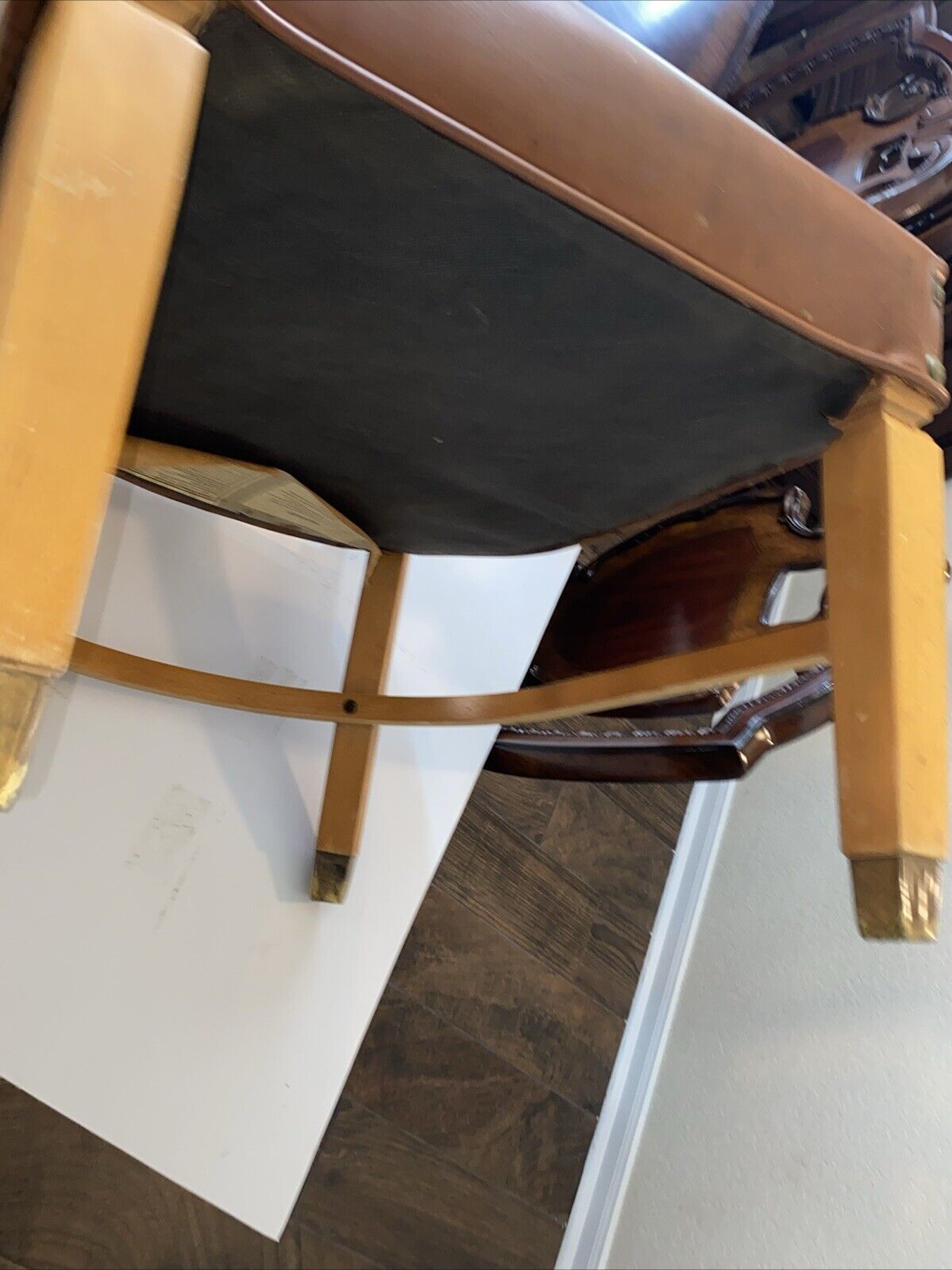 Vintage 2 Luby‘s Shelby Williams Chairs With Cushion Seats & Woven Leather Back