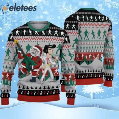 Elvis Santa Claus Ugly Christmas Sweater Holiday Gift for Music