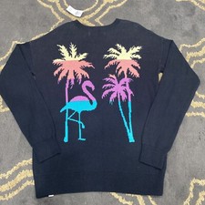 Abercrombie Kids Black Multicolor Crewneck Sweater Chill Vibes Sz 15/16