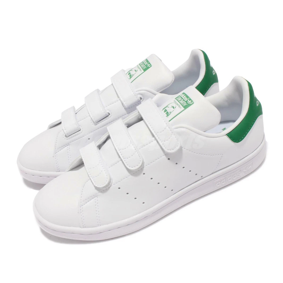 adidas Originals Stan Smith CF White Green Strap Men Unisex Shoes FX5509 | eBay