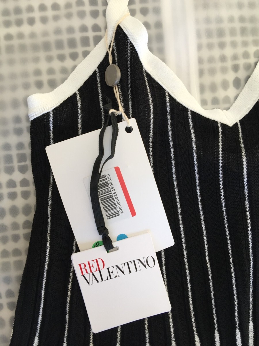 Red Valentino★素敵！Tie-Back Striped Ribbed Cotton Dress NWT Red Valentino Tie-Back Striped Ribbed Cotton Midi Dress