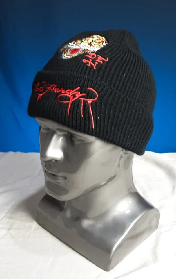 NWT Ed Hardy Tiger Embroidered Knit Hat / Beanie in Black  - Image 4 of 4