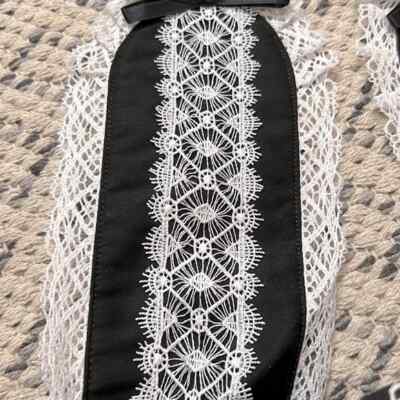 NWOT Rococo Classic Lolita Bunny Ears bonnet ? Black x White NEW Rococo Victorian Classic Lolita Bunny Ears Bonnet night  main image 4