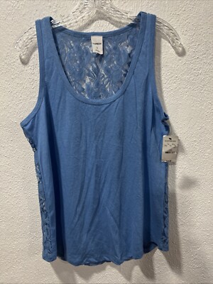 Express Size L Women s Y2K Tank  Top Floral Laced Back NEW