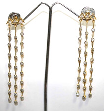 1.42ct Natural Round Diamond 14K Yellow Gold Anniversary Wedding Dangle Earrings