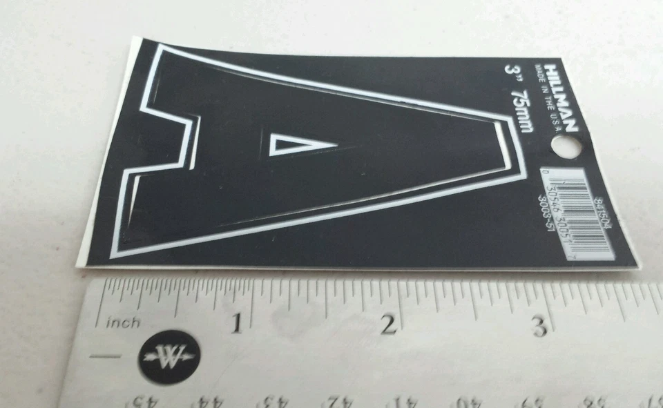 Hillman 3" letra (A) blanco y negro pegatina letras 75 mm Foto 2 de 3