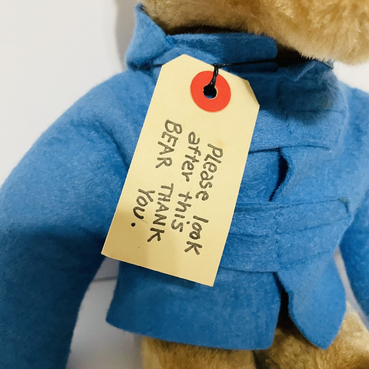 Vintage 1975 Paddington Bear Stuffed Animal Plush Toy w Blue Coat
