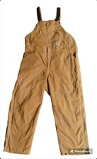 Vtg CARHARTT R38BRN Duck Quilt Lined Double Knee Carpenter BIB/OVERALLS 50x32