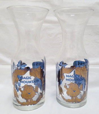 Lot of 2 1970s Magic Mountain VERITAS TRUTH IN WINE Bloop Troll Glass Carafe