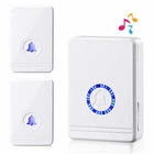 Wireless Doorbell Plug and Play Waterproof Door Bell Kit Adjustable Volume White