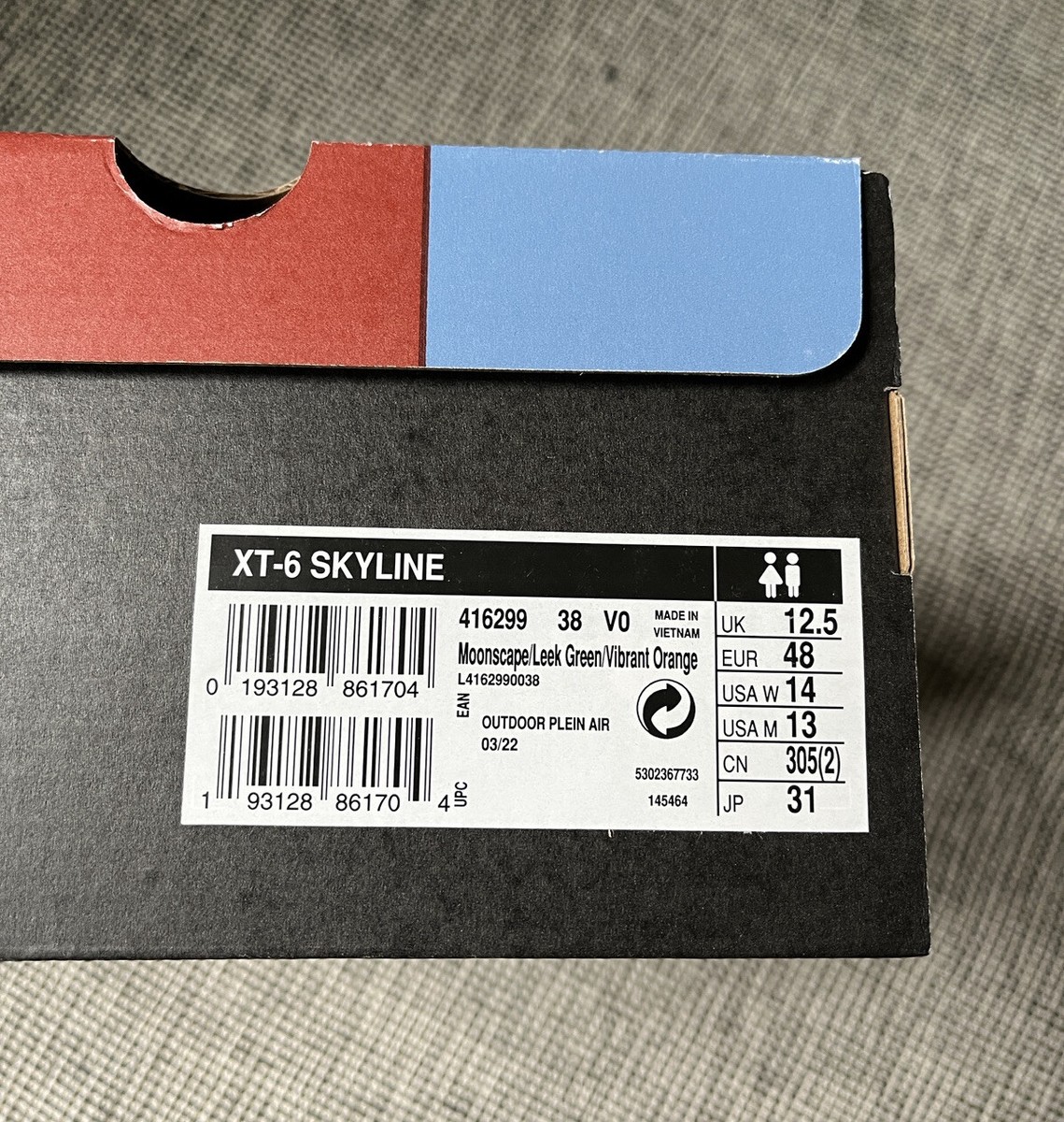 Salomon XT-6 SKYLINE Black/Moonscape/Leek Green/Orange US men size