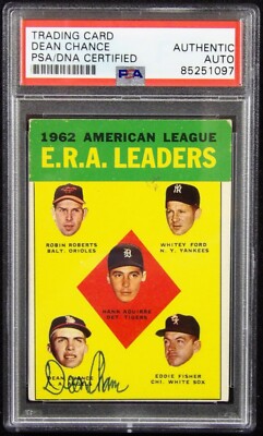 Dean Chance Los Angeles Angels Signed 1963 Topps Card #6 PSA Authenticated