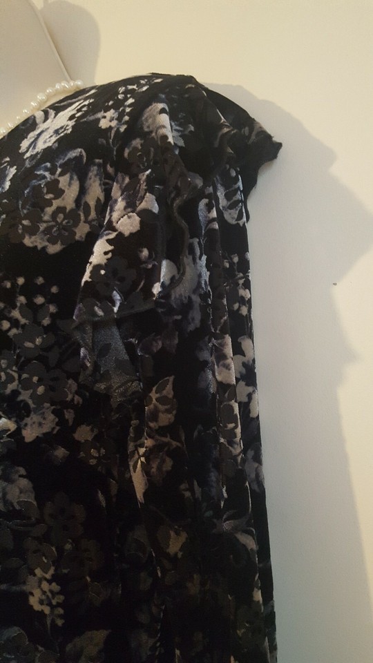 Grey Silver Black Stretchy Velvet Tunic Shift Dress Size 14 New Look