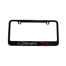 Dodge Charger Rt Logo Black Zinc Metal License Plate Frame Official Licensed