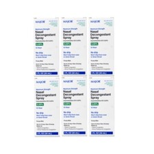 6 Pack Major Nasal Decongestant Soothing 12-Hour Spray 1 Ounce