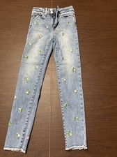 gap girl jeans Jegging Ankle High Rise size 10 Slim Flowers