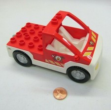 Lego Duplo Red Firetruck Vehicle For Fireman Fire Truck W/ Hitch Hook For Chief