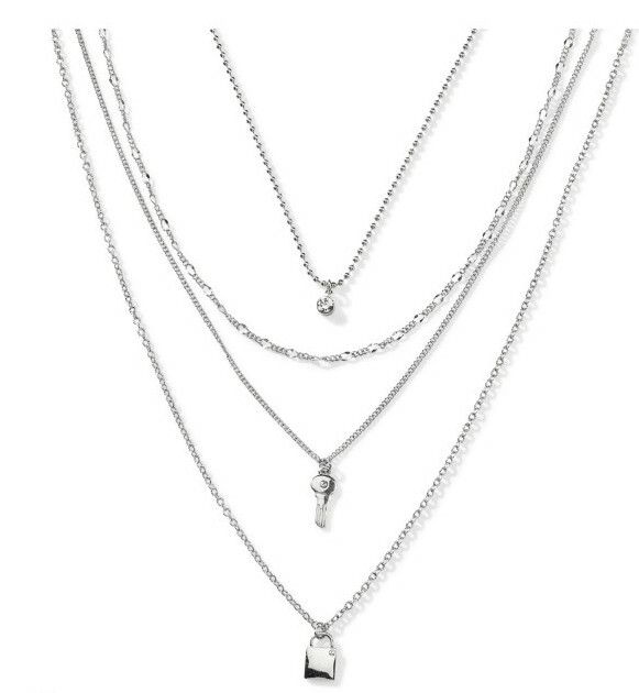 Park Lane "LOVELOCK" Necklace w/ Austrian Crystals 4 Layers Beautiful