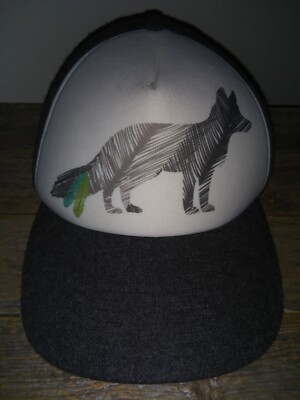 Pistil Brand Fox Image Trucker Hat - Wool Blend Animal Artwork Puffy Adult Cap