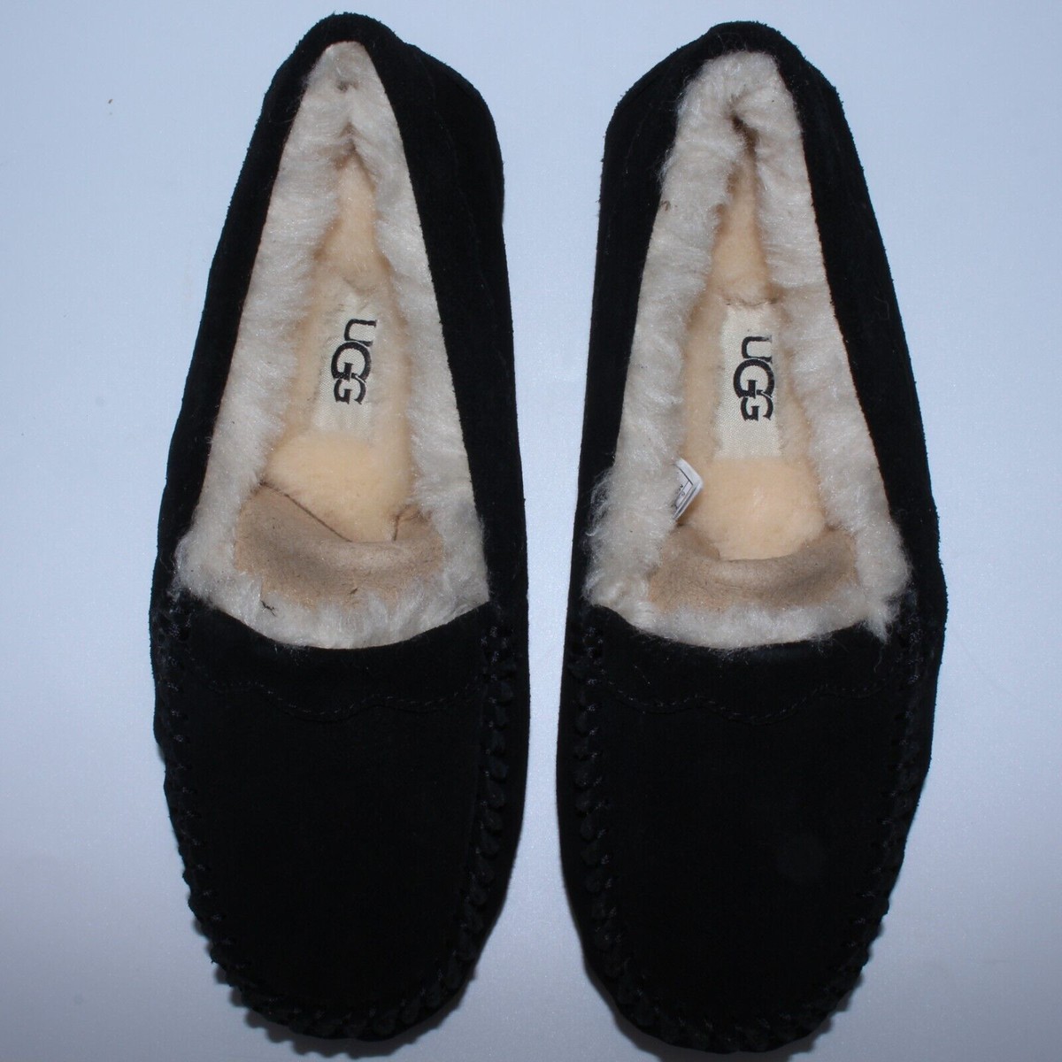 UGG SCALLOPED MOC Black Slipper Moccasin - Women's Size 6 (1118841