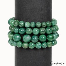 4 Pcs Set Natural Green Emerald Rondelle Cab Beaded Stretchable Bracelet 6 Inch