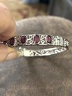 Sterling Bangle Garnet Bracelet Openwork Filigree 17 Grams 7-7 1/2” — photo 5